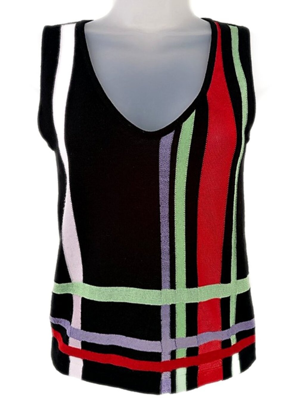 Armani Collezioni Vintage Wool Knit Colorblock Top Sleeveless Sweater size 4